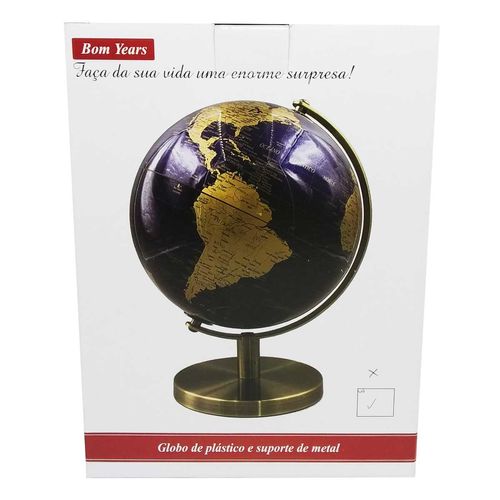 Globo Terrestre 27cm em Plástico Edição Luxo Suporte em Metal  Bom Years