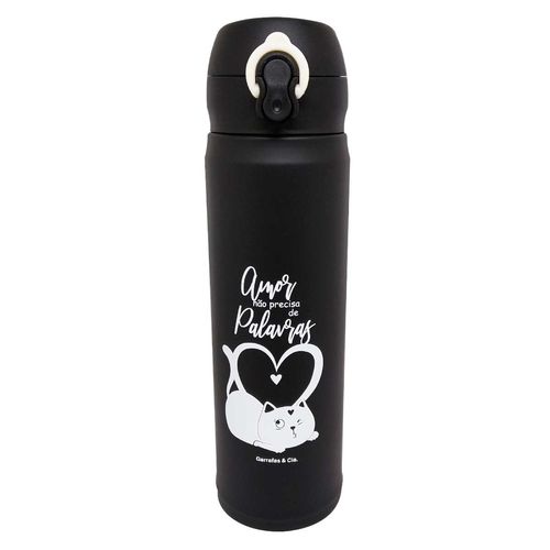 Garrafa Térmica Gatinho 500ml em Inox Preto World Classic