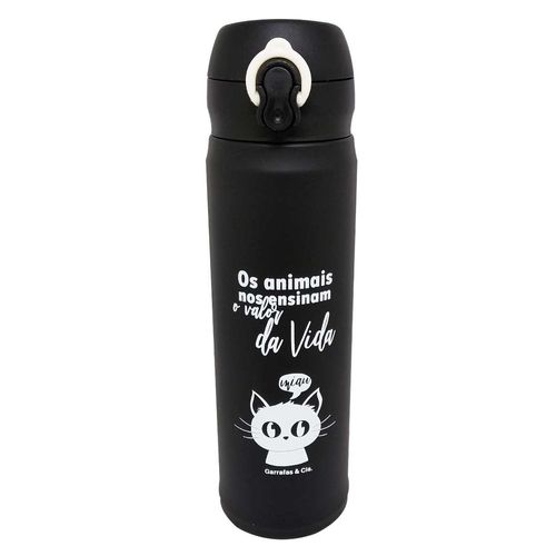 Garrafa Térmica Gatinho 500ml em Inox Preto World Classic