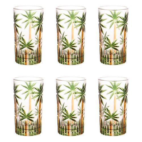 Jogo de Copos PALM TREE HANDPAINT 360ml em Cristal Rojemac