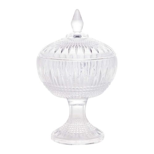 Potiche Decorativo C/ Pé Queen 14x22cm em Cristal Rojemac