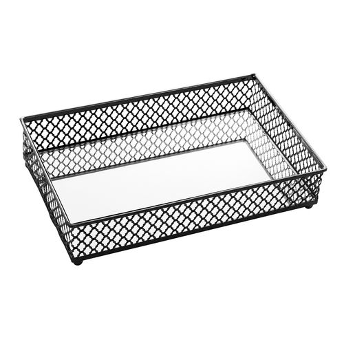 Bandeja Espelhada Barcelona Decorativa 21x13x5cm em Ferro Preto Lyor