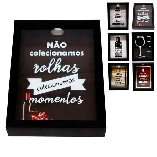 Quadro Porta Rolhas de Vinho de Plástico Frases Sortidas Amigold