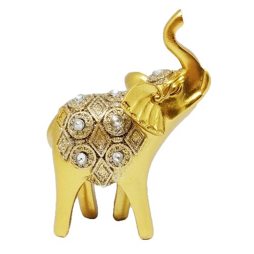 Elefante Decorativo 10x6x4cm em Resina Gold Youbai