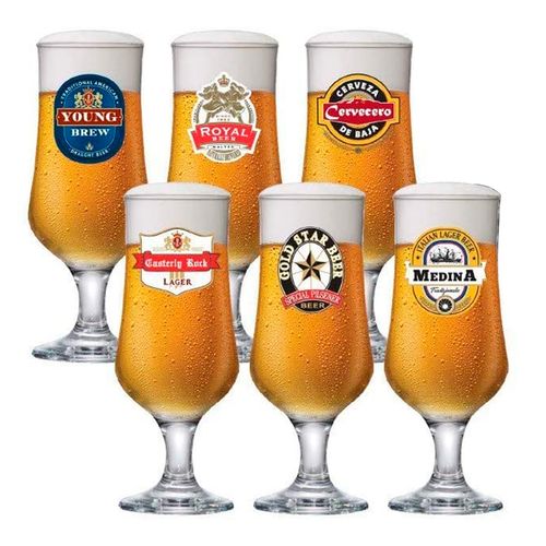Jogo de Taças Barcelona 6 Peças 370ml em Vidro Ruvolo