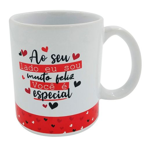 Caneca *Ao Seu Lado* 300ml em Porcelana Sude Comercio Sude Presentes