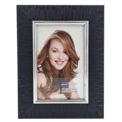 Porta Retrato Decorativo 10x15cm em Plástico Preto ​Javick
