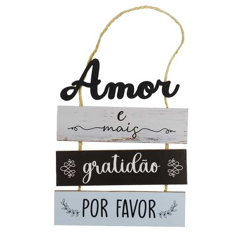 Placa Decorativa Amor 27x22cm em Madeira NSW NSW NAC. IMP
