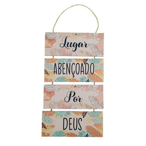 Placa Decorativa Lugar Abençoado 42x25cm em Madeira NSW NSW NAC. IMP