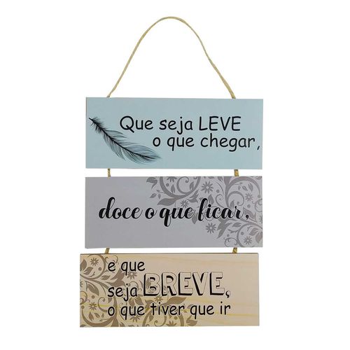 Placa Decorativa Seja Leve 31x25cm em Madeira NSW NSW NAC. IMP