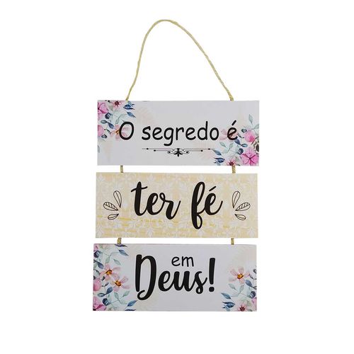 Placa Decorativa Fé 31x25cm em Madeira NSW NSW NAC. IMP