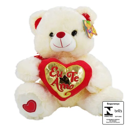 Urso de Pelúcia Frase: Eu Te Amo 28cm em Poliéster Fizzy