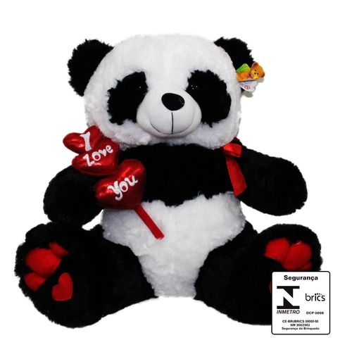 Panda de Pelúcia I Love You 60cm em Poliéster Fizzy