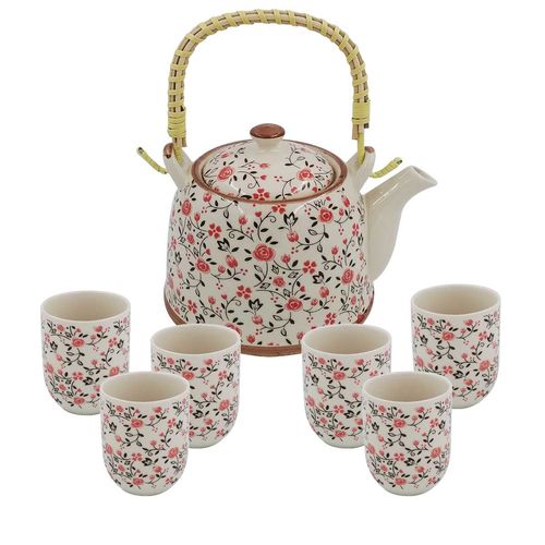 Conjunto Chaleira C/ 6 Copos em Porcelana 20 Comercial