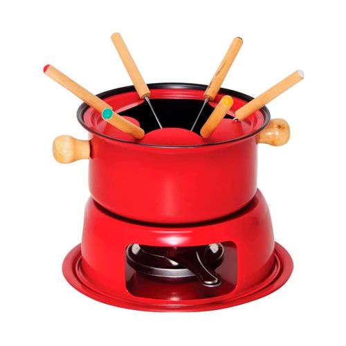 Conjunto P/ Fondue 11 Peças em Aço Inox Vermelho Hauskraft