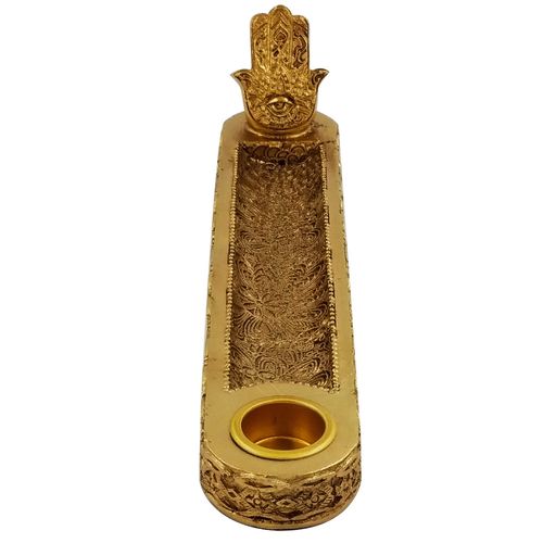 Porta Incenso Decorativo 19x3,5cm em Resina  Gold Youbai