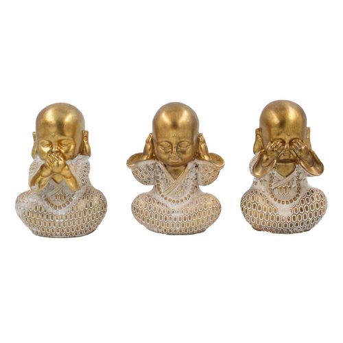 Conjunto Monge  3 Peças 12,8cm em Resina Gold Brascontinental