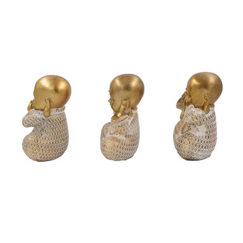 Conjunto Monge  3 Peças 12,8cm em Resina Gold Brascontinental