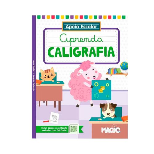 Livro "Aprenda Caligrafia" 27x20cm em Papelão Magic Kids