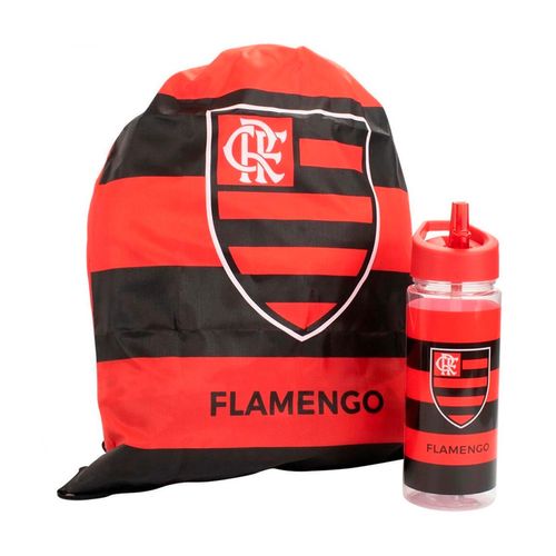 Kit Garrafa 450ml C/ Mochila Tipo Saco Flamengo Mileno