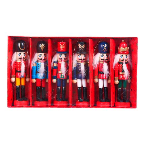Conjunto de Quebra Nozes Decorativo 6 Peças 12cm em Madeira Fartex
