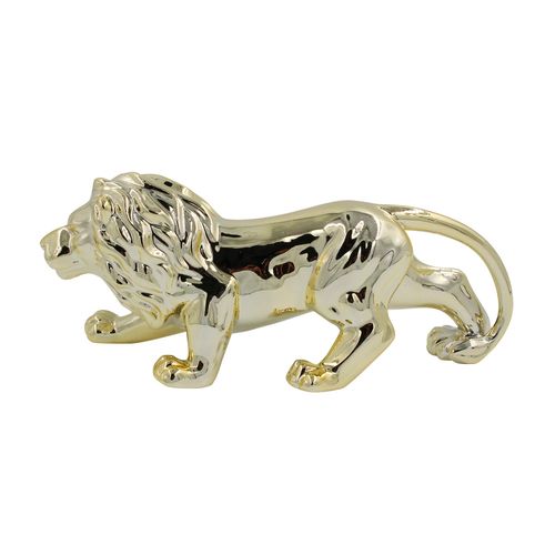 Leão Decorativo 22x7x8cm em Porcelana Dourado Youbai