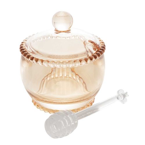 Meleira C/Colher em Ambar Cristal 10x8x7cm Rojemac