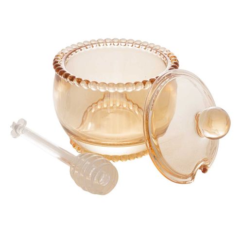 Meleira C/Colher em Ambar Cristal 10x8x7cm Rojemac