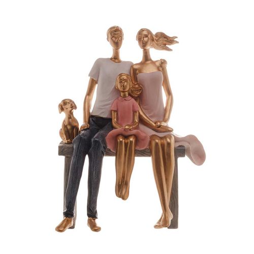 Família Decorativa 17x7x23cm em Resina Gold Rojemac