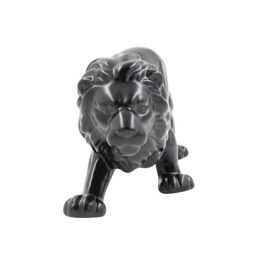Leão Decorativo 22x7x8cm em Porcelana Preto Youbai
