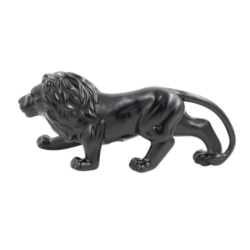 Leão Decorativo 22x7x8cm em Porcelana Preto Youbai