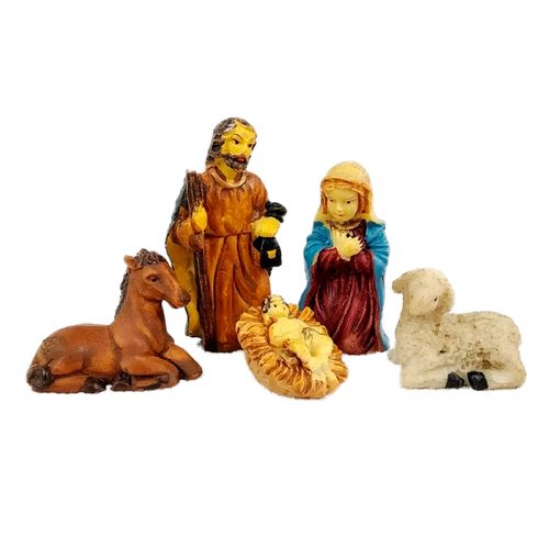 Presépio Decorativo Natalino Decorativo 5 Peças em Resina Fartex