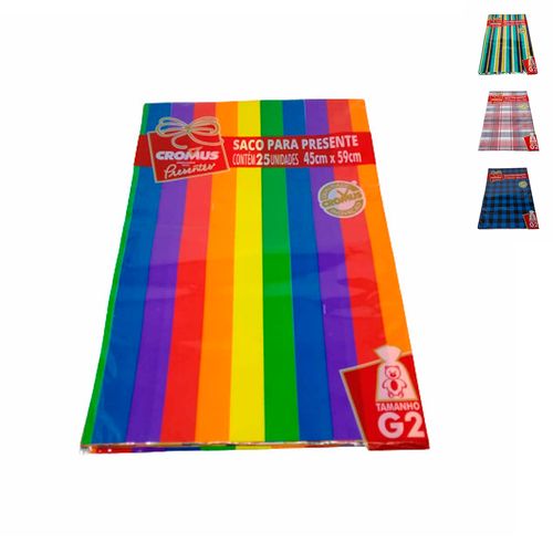 Saco para Presente 45x59cm 25 Unidades Modelos Sortidos Cromus Embalagem