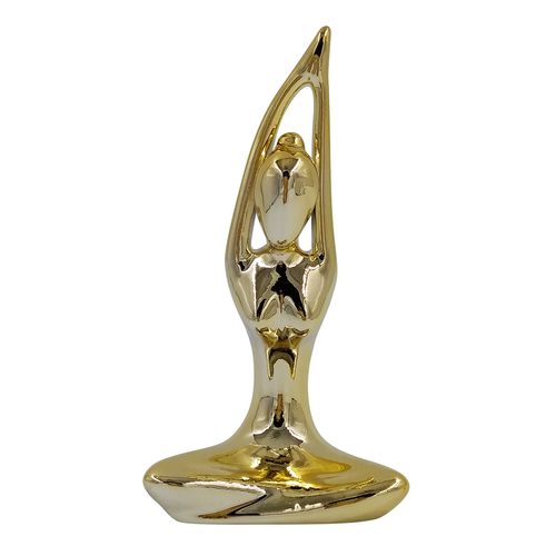 Estátua Yoga Decorativa 10,5x8x4,5cm em Porcelana Youbai