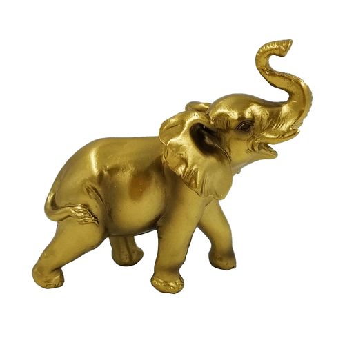 Elefante Decorativo 11,5x12x4cm em Resina Gold Youbai