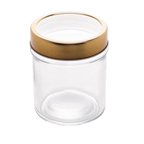 Porta mantimentos de vidro com tampa de acrílico dourada 350ml Lyor