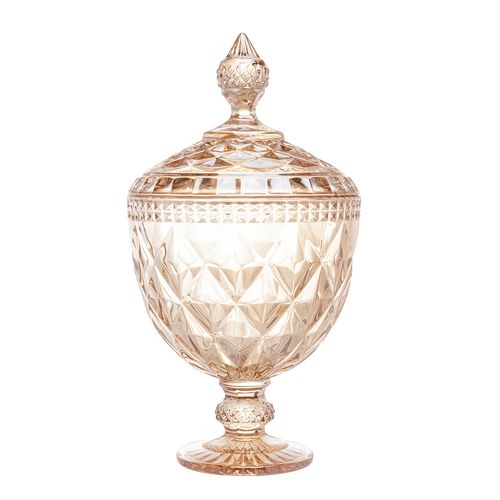 Bomboniere Potiche 15X28Cm Com Pe Diamond Ambar Cristal Lyor