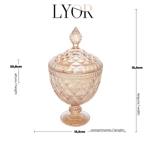 Bomboniere Potiche 15X28Cm Com Pe Diamond Ambar Cristal Lyor
