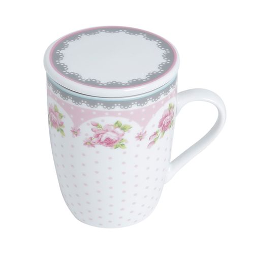 Caneca C/ Infusor 310ml em Porcelana Lyor