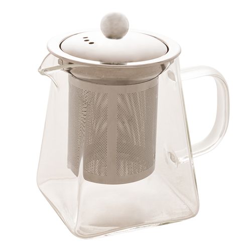 Chaleira Quadrangular C/ Infusor  550ml em Vidro Borossilicato Lyor
