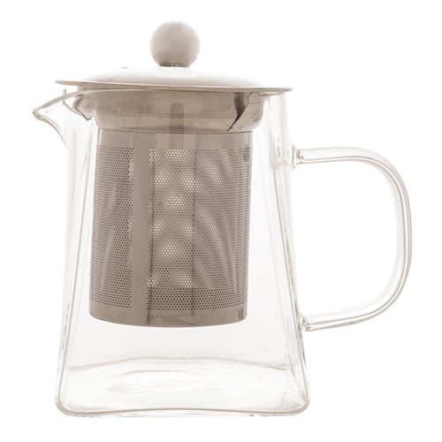Chaleira Quadrangular C/ Infusor  550ml em Vidro Borossilicato Lyor