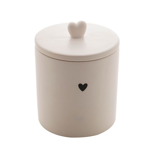 Potiche Decorativo C/Tampa de Cerâmica Heart Branco 10x10x12cm Lyor