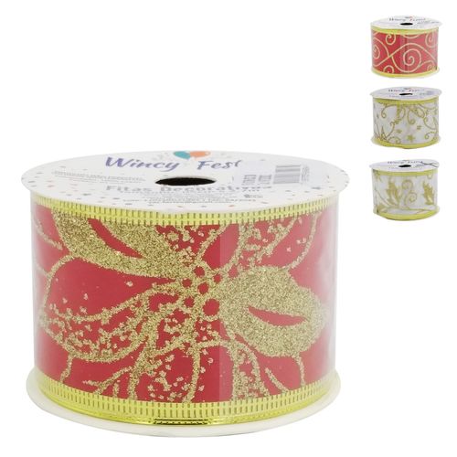 Fita Natalina Decorativa 5cmx2,7m Rio de Ouro