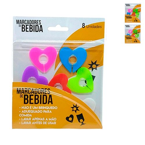 Marcador de Bebida de Silicone 8 Peças Livon