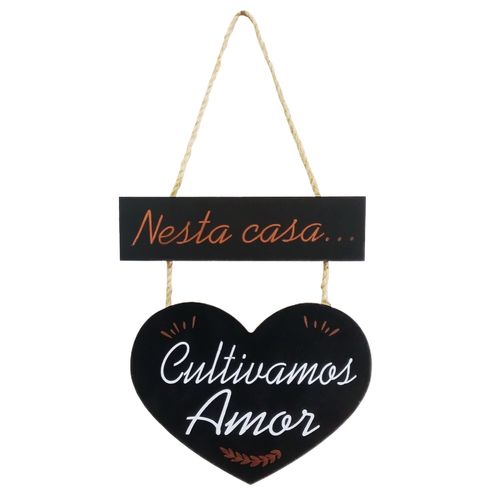 Placa Decorativa Coração Modelos Sortidos com Frases em Mdf Golden Rio