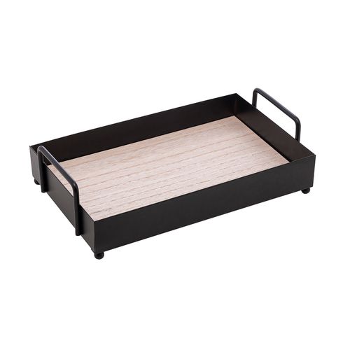 Bandeja Decorativa C/Alça 21,5x13cm em Metal e MDF Lyor