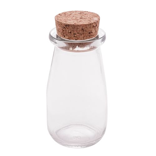 Mini Pote Decorativo C/Rolha 100ml 10,5x5cm em Vidro Lyor