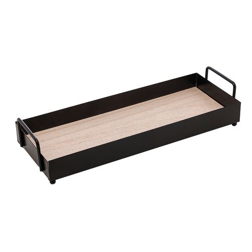 Bandeja Decorativa 30,5x11,5cm em Metal e MDF Lyor