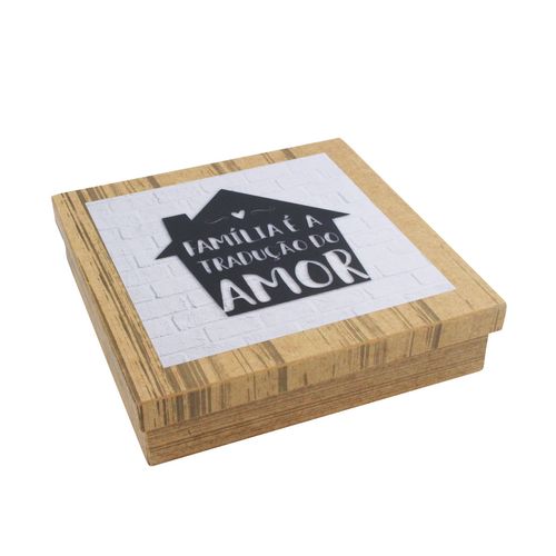 Caixa Organizadora Tema: Família 4,5x18,5x18,5cm  em MDF Estampas Sortidas Conecta Laser