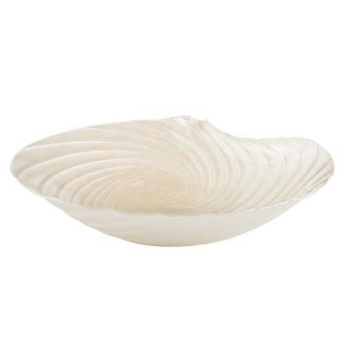 Centro de Mesa Concha Decorativo 40x10cm em Vidro Perolado Rojemac